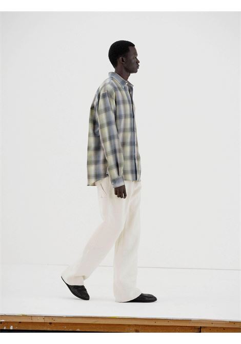 super light wool checkman blue and green AURALEE | A25AS01LCBLUE GREEN CHECK